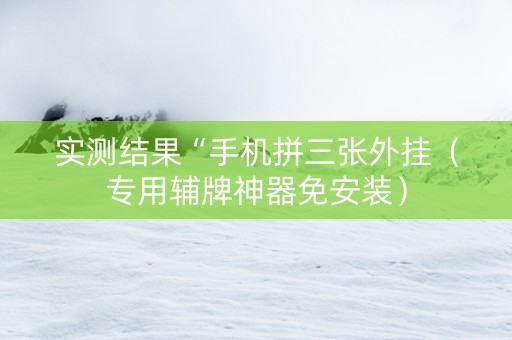 实测结果“手机拼三张外挂（专用辅牌神器免安装）