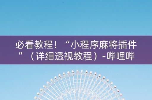 必看教程！“小程序麻将插件”（详细透视教程）-哔哩哔哩