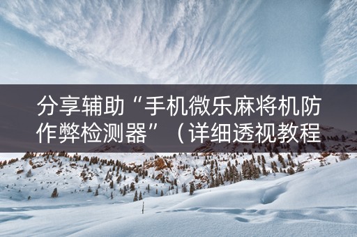 分享辅助“手机微乐麻将机防作弊检测器”（详细透视教程）-哔哩哔哩
