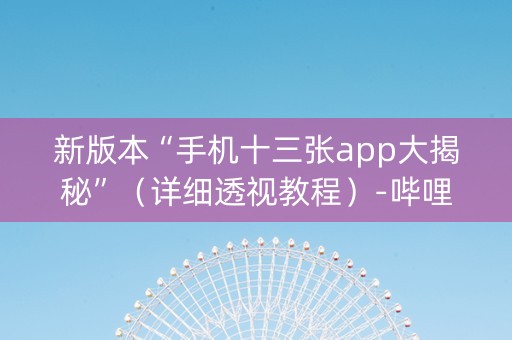 新版本“手机十三张app大揭秘”（详细透视教程）-哔哩哔哩