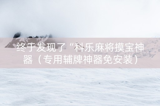终于发现了“科乐麻将摸宝神器（专用辅牌神器免安装）
