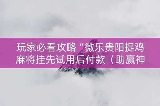 玩家必看攻略“微乐贵阳捉鸡麻将挂先试用后付款（助赢神器通用版）