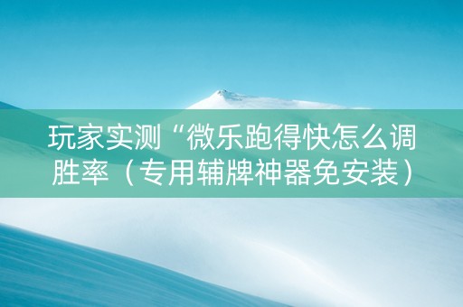 玩家实测“微乐跑得快怎么调胜率（专用辅牌神器免安装）