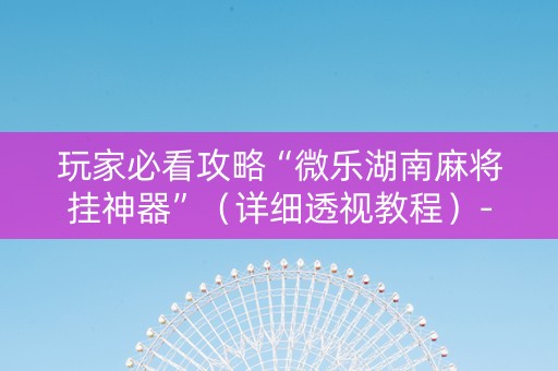 玩家必看攻略“微乐湖南麻将挂神器”（详细透视教程）-哔哩哔哩