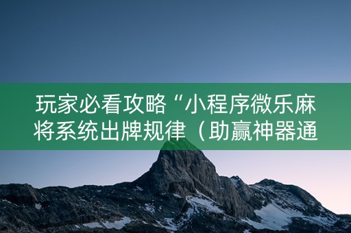 玩家必看攻略“小程序微乐麻将系统出牌规律（助赢神器通用版）