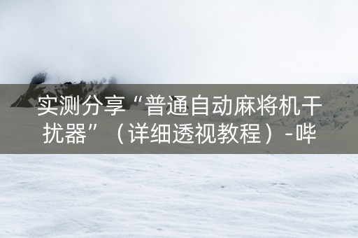 实测分享“普通自动麻将机干扰器”（详细透视教程）-哔哩哔哩