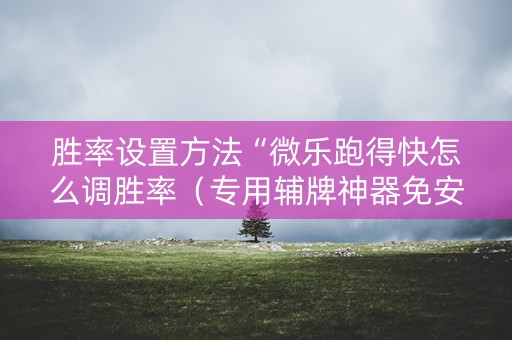 胜率设置方法“微乐跑得快怎么调胜率（专用辅牌神器免安装）