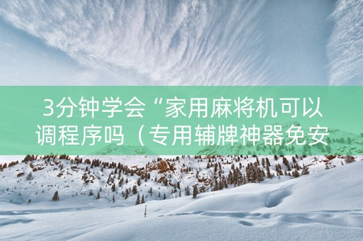 3分钟学会“家用麻将机可以调程序吗（专用辅牌神器免安装）