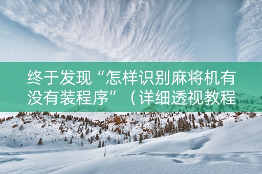 终于发现“怎样识别麻将机有没有装程序”（详细透视教程）-哔哩哔哩