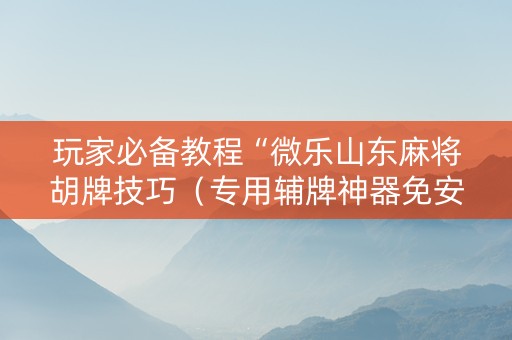 玩家必备教程“微乐山东麻将胡牌技巧（专用辅牌神器免安装）