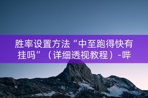 胜率设置方法“中至跑得快有挂吗”（详细透视教程）-哔哩哔哩