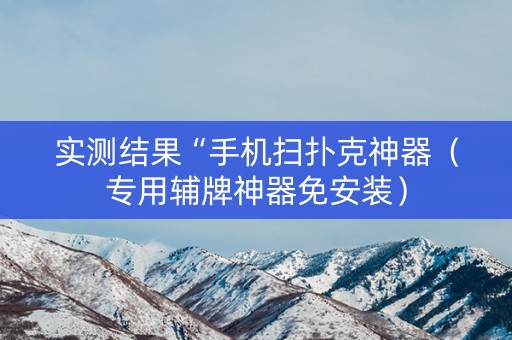 实测结果“手机扫扑克神器（专用辅牌神器免安装）