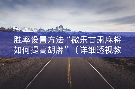 胜率设置方法“微乐甘肃麻将如何提高胡牌”（详细透视教程）-哔哩哔哩
