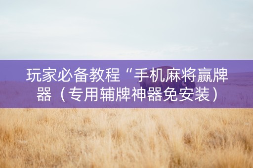 玩家必备教程“手机麻将赢牌器（专用辅牌神器免安装）