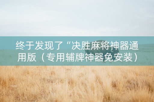 终于发现了“决胜麻将神器通用版（专用辅牌神器免安装）