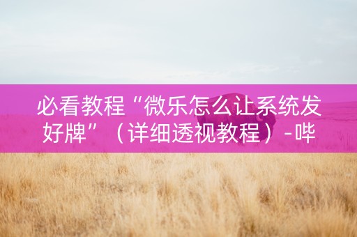 必看教程“微乐怎么让系统发好牌”（详细透视教程）-哔哩哔哩