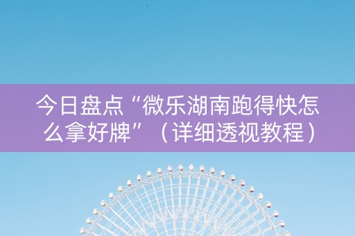 今日盘点“微乐湖南跑得快怎么拿好牌”（详细透视教程）-哔哩哔哩