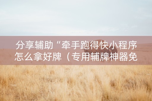 分享辅助“牵手跑得快小程序怎么拿好牌（专用辅牌神器免安装）