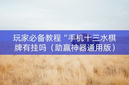 玩家必备教程“手机十三水棋牌有挂吗（助赢神器通用版）