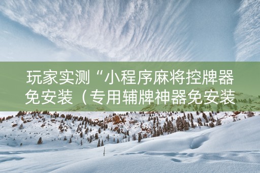 玩家实测“小程序麻将控牌器免安装（专用辅牌神器免安装）