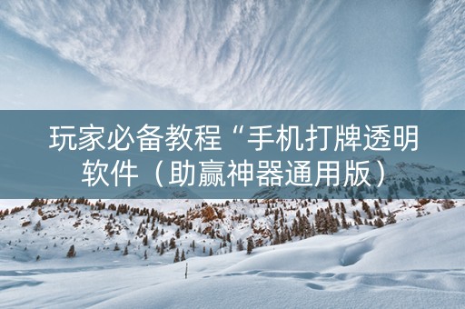玩家必备教程“手机打牌透明软件（助赢神器通用版）