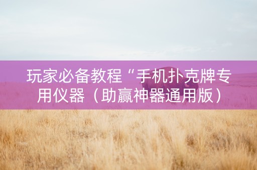 玩家必备教程“手机扑克牌专用仪器（助赢神器通用版）