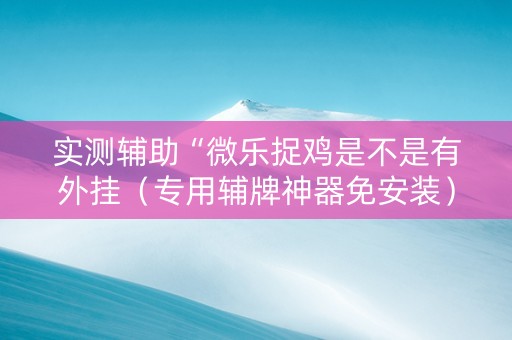 实测辅助“微乐捉鸡是不是有外挂（专用辅牌神器免安装）