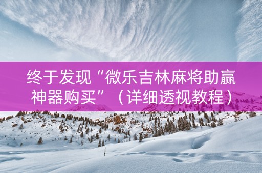 终于发现“微乐吉林麻将助赢神器购买”（详细透视教程）-哔哩哔哩