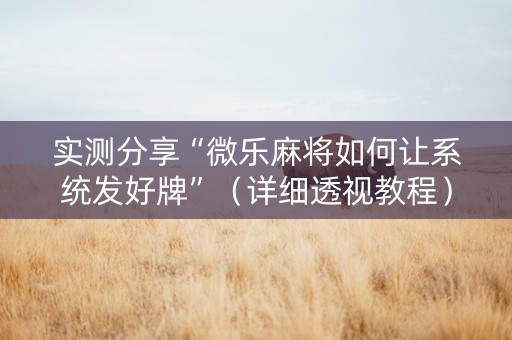 实测分享“微乐麻将如何让系统发好牌”（详细透视教程）-哔哩哔哩
