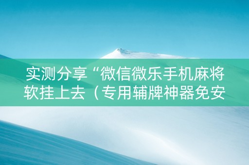 实测分享“微信微乐手机麻将软挂上去（专用辅牌神器免安装）