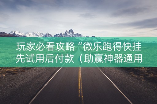 玩家必看攻略“微乐跑得快挂先试用后付款（助赢神器通用版）