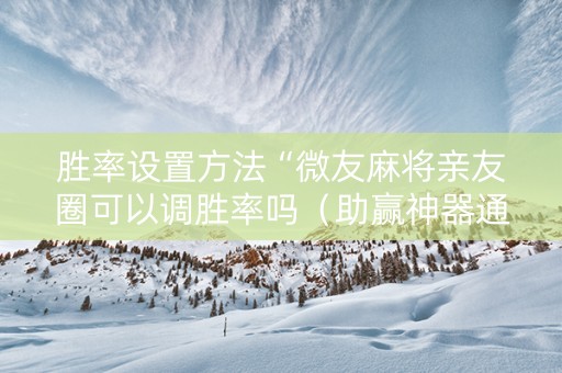 胜率设置方法“微友麻将亲友圈可以调胜率吗（助赢神器通用版）
