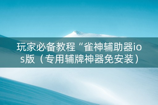 玩家必备教程“雀神辅助器ios版（专用辅牌神器免安装）