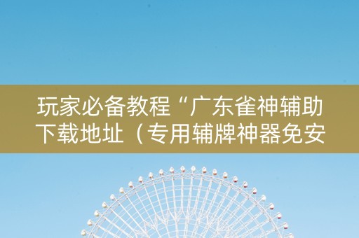 玩家必备教程“广东雀神辅助下载地址（专用辅牌神器免安装）