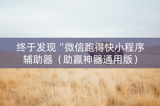 终于发现“微信跑得快小程序辅助器（助赢神器通用版）