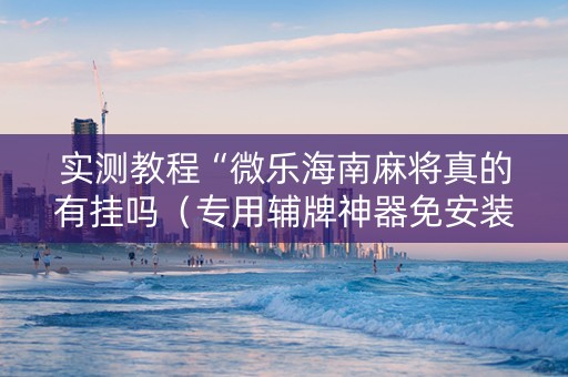 实测教程“微乐海南麻将真的有挂吗（专用辅牌神器免安装）