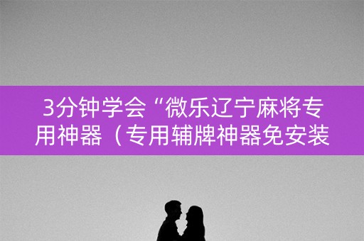 3分钟学会“微乐辽宁麻将专用神器（专用辅牌神器免安装）
