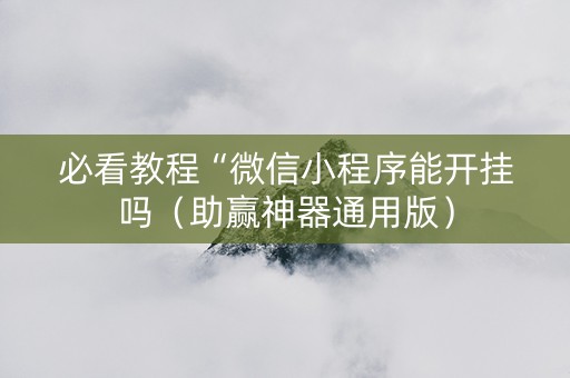必看教程“微信小程序能开挂吗（助赢神器通用版）