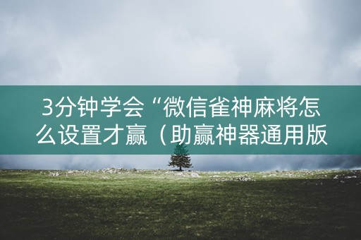 3分钟学会“微信雀神麻将怎么设置才赢（助赢神器通用版）