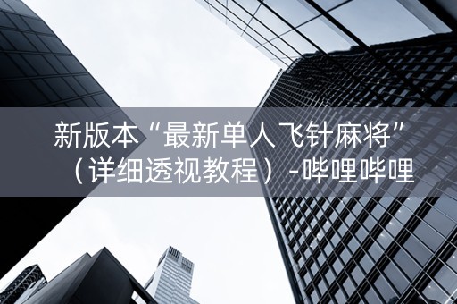 新版本“最新单人飞针麻将”（详细透视教程）-哔哩哔哩