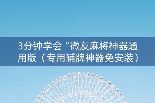 3分钟学会“微友麻将神器通用版（专用辅牌神器免安装）