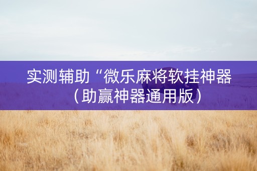 实测辅助“微乐麻将软挂神器（助赢神器通用版）