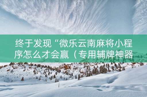 终于发现“微乐云南麻将小程序怎么才会赢（专用辅牌神器免安装）