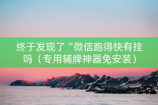 终于发现了“微信跑得快有挂吗（专用辅牌神器免安装）