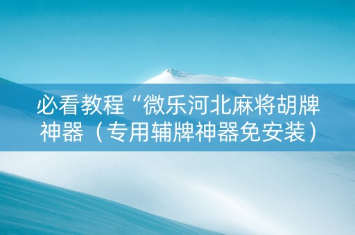 必看教程“微乐河北麻将胡牌神器（专用辅牌神器免安装）