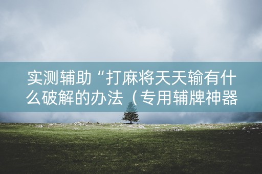 实测辅助“打麻将天天输有什么破解的办法（专用辅牌神器免安装）