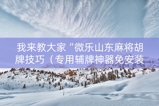 我来教大家“微乐山东麻将胡牌技巧（专用辅牌神器免安装）