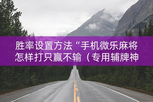 胜率设置方法“手机微乐麻将怎样打只赢不输（专用辅牌神器免安装）