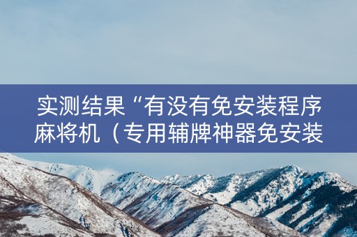 实测结果“有没有免安装程序麻将机（专用辅牌神器免安装）