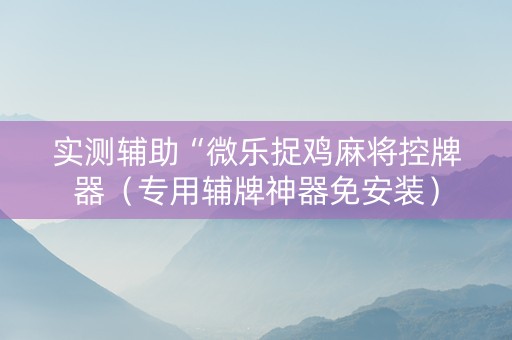 实测辅助“微乐捉鸡麻将控牌器（专用辅牌神器免安装）